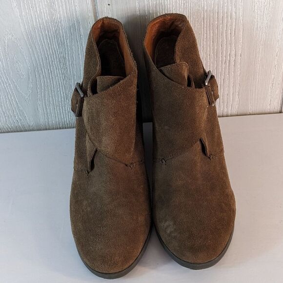 Lucky Brand Sumarah Wedge Ankle Boots Suede Leather Booties SZ 9B EUC - Picture 2 of 8